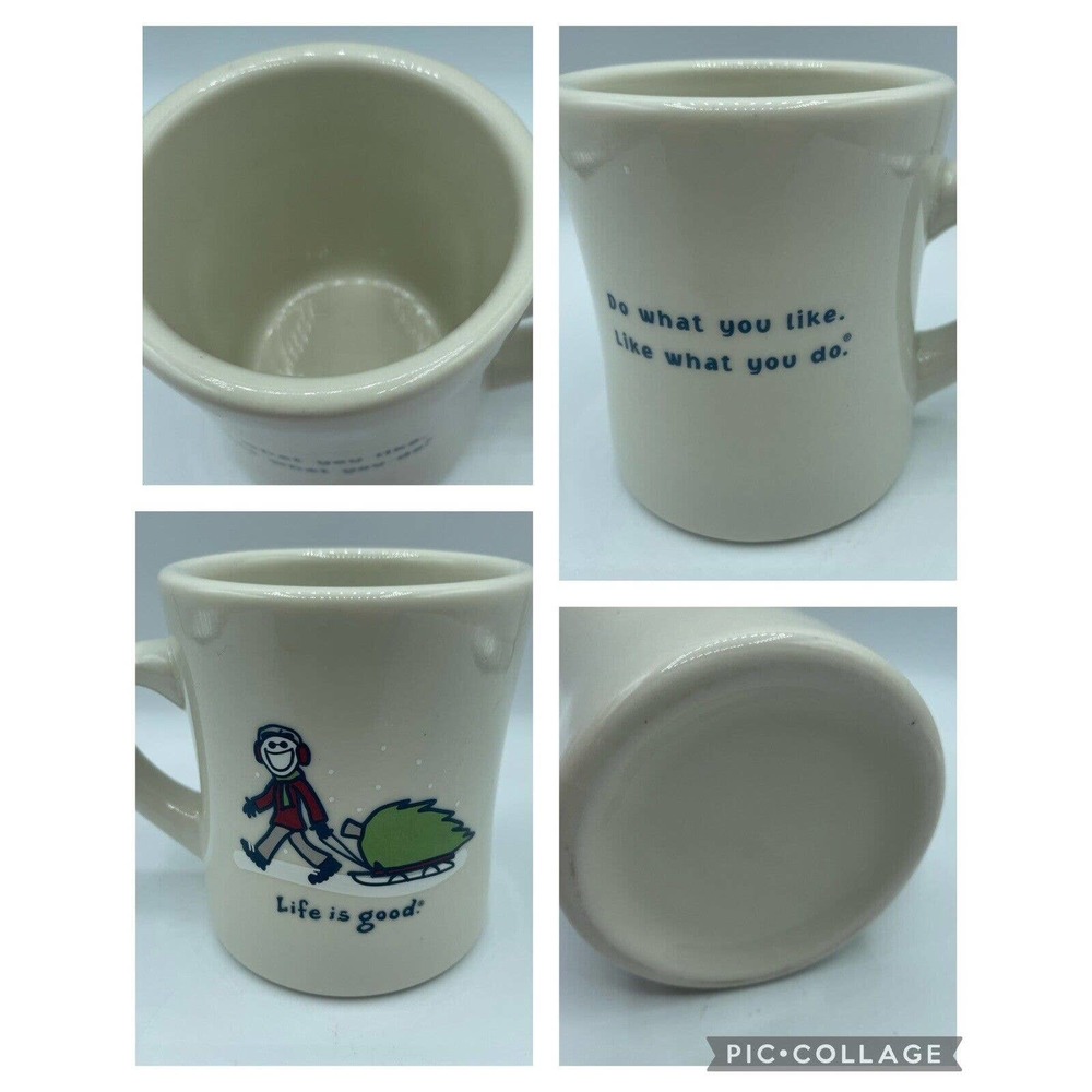 Life Is Good Holiday Coffee Tea Cocoa Mug Do What You Like Christmas Tree DIner